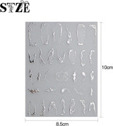 JMEOWIO Nálepka na nehty Marmor Linie 9 Blatt Nálepka na nehty Selbstklebend Nagelaufkleber Stříbrná bunt Dekoration Nageldesign Zubehör
