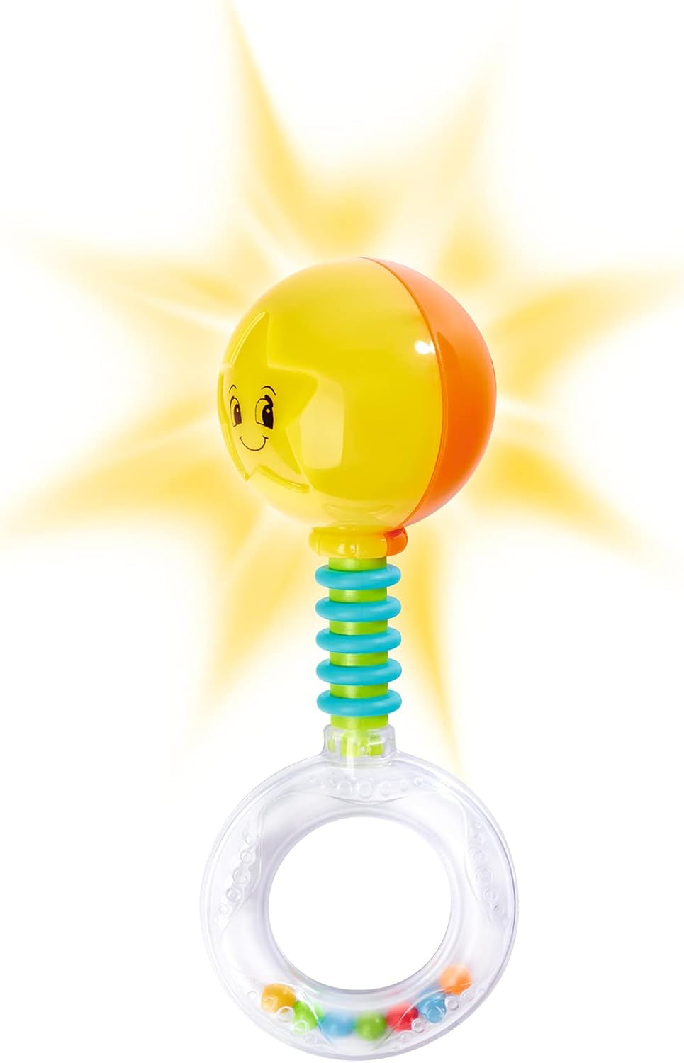 Simba 104010060 - Chrastítko ABC svítí, při zatřesení svítí, 14cm, hračka pro miminka, chrastítko pro miminka, první výbava, od 3 měsíců, žlutá Jucarii Bebe Naty Shop