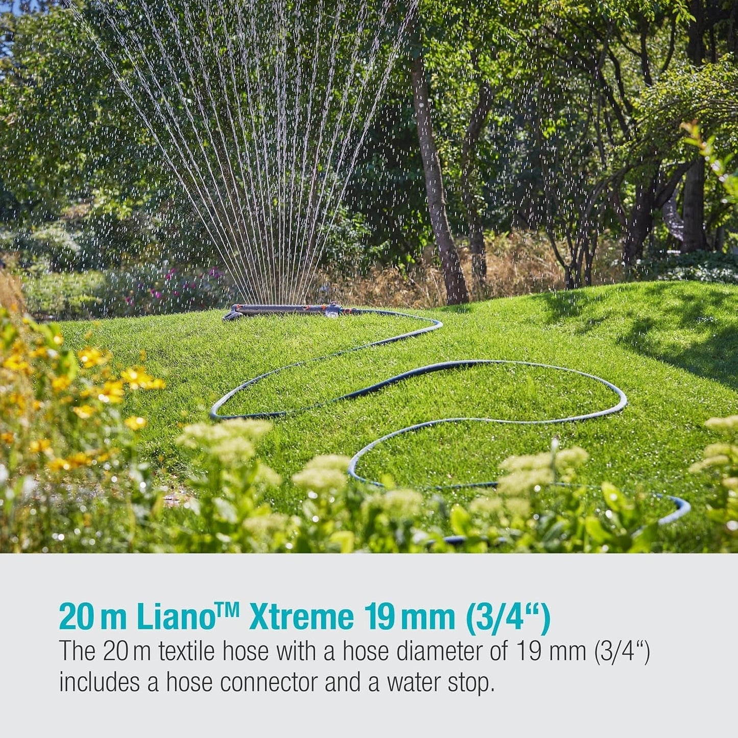 Gardena Liano Xtreme sada 3/4 palce, 20 m: Extrémně robustní textilní zahradní hadice s lehkou vnitřní hadicí z PVC odolnou vůči povětrnostním vlivům (18480-20)