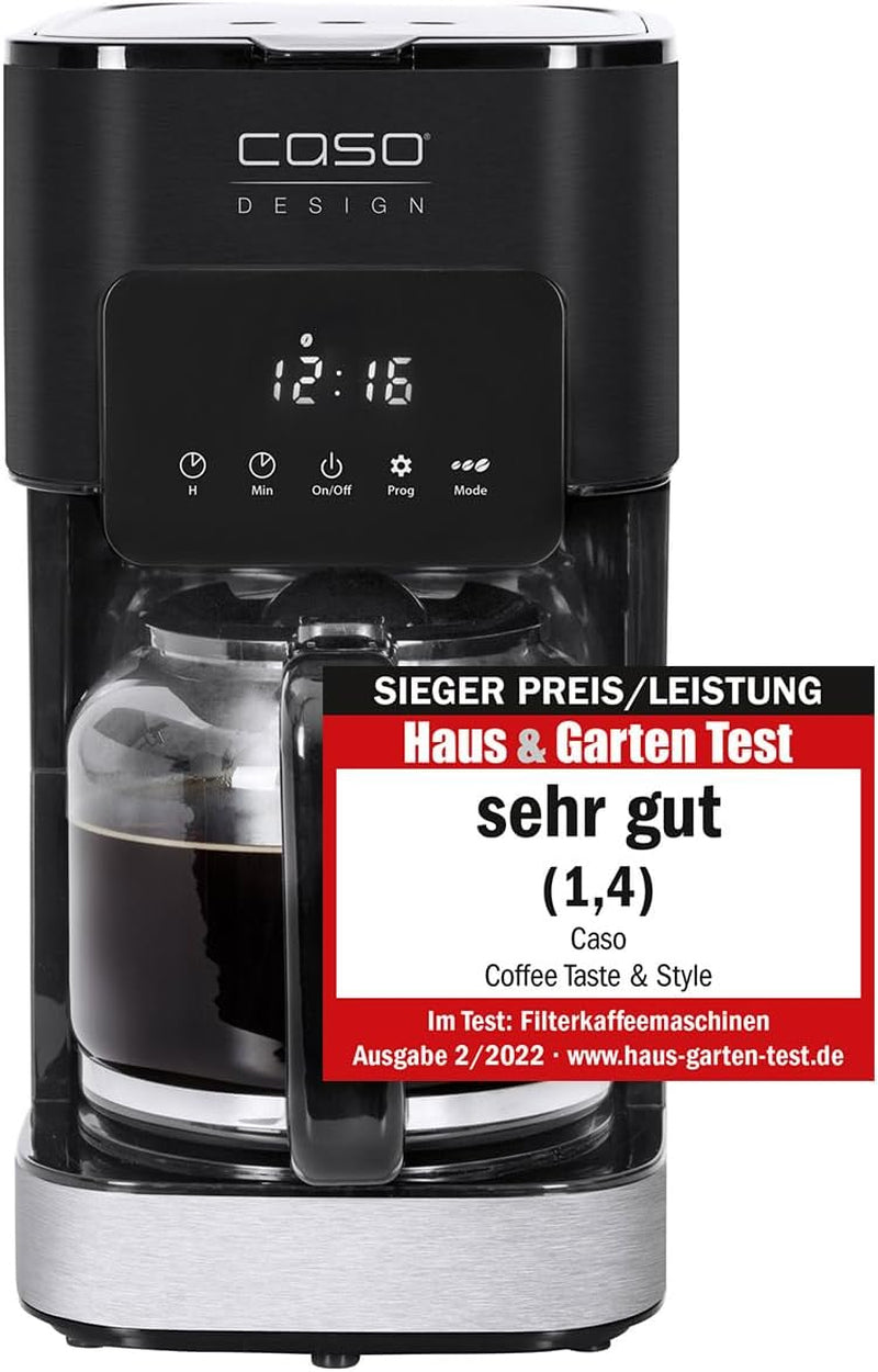 Espresso kávovar CASO Coffee Taste and Style s permanentním filtrem, 1,5 l, optimální teplota spařování 92-96 °C, systém proti odkapávání, optimalizovaná spařovací hlava, nerez, 12 šálků