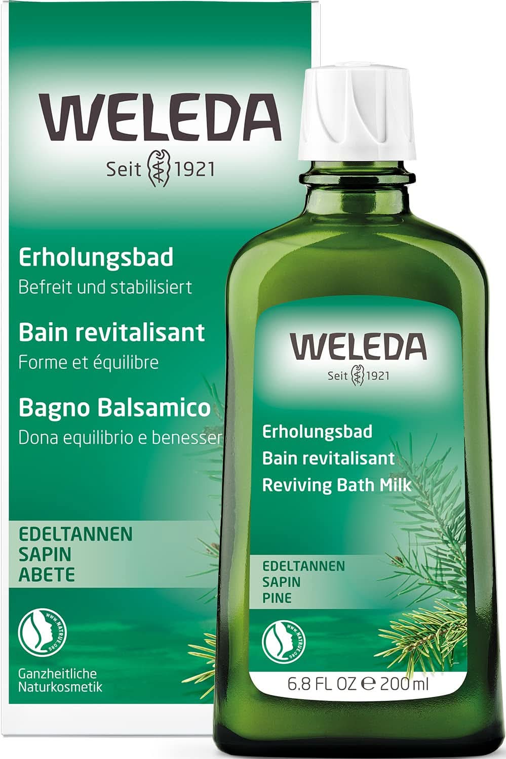 WELEDA, přírodní kosmetika Bio Bath Essence s esenciálními oleji ze smrku a jedle bělokoré pro relaxaci a péči, koupelová přísada pro vnitřní sílu, 200 ml Sprcha a koupel Naty Shop