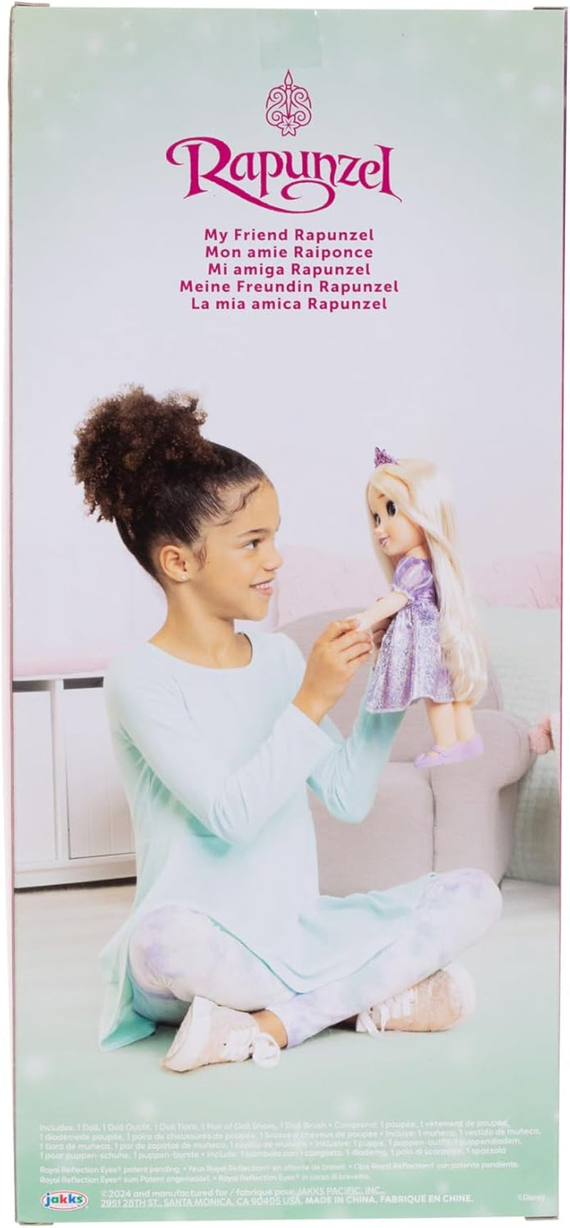 Panenka Disney Princess Rapunzel 35 cm, reflexní třpytivé oči, pohyblivé klouby, odnímatelné šaty, boty, korunka, dlouhé blond vlasy, pro dívky od 3 let