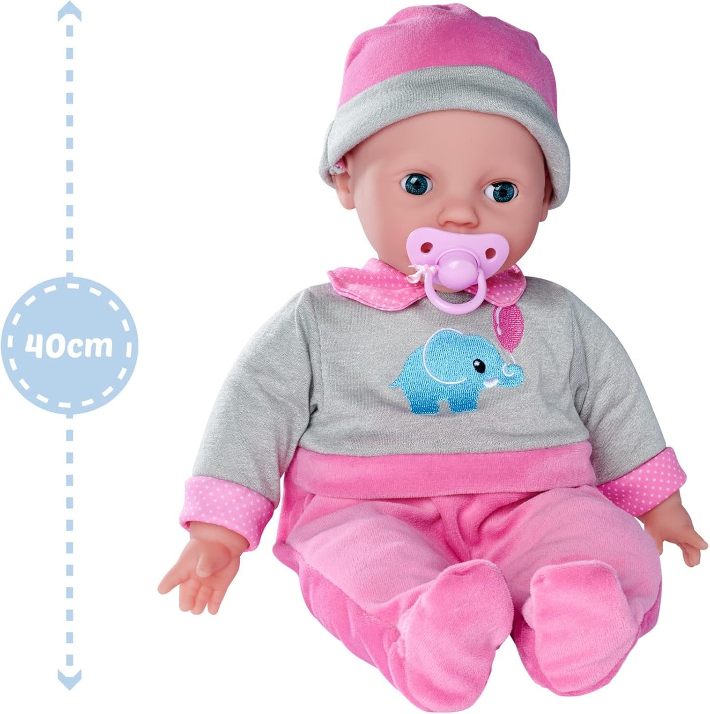Simba 105140066 - Laura Interactive, panenka s měkkým tělem a ospalýma očima, při pohybu blábolí, pije z lahvičky a usíná, 40 cm, panenka pro děti od 2 let