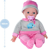 Simba 105140066 - Laura Interactive, panenka s měkkým tělem a ospalýma očima, při pohybu blábolí, pije z lahvičky a usíná, 40 cm, panenka pro děti od 2 let