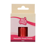 Funcakes Red Metallic Food Paint: Vytvořte kovové efekty na fondánu, marcipánu, královské polevě a sušenkách. 100% jedlé potravinářské barvivo, Halal, vhodné pro vegetariány a vegany, 30 ml