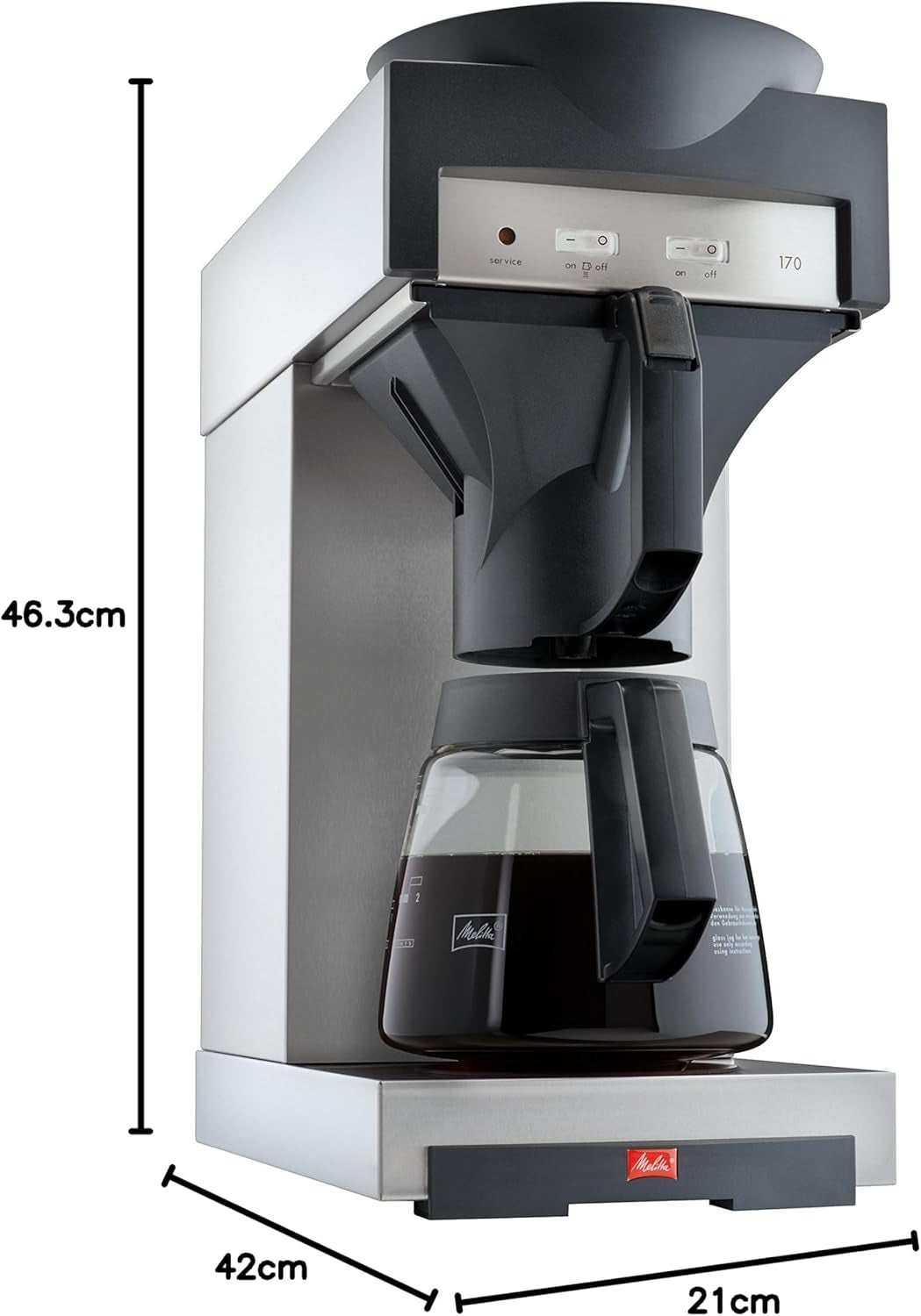 Profesionální espresso kávovar s filtrem 170 M, s úložným prostorem pro skleněnou karafu
