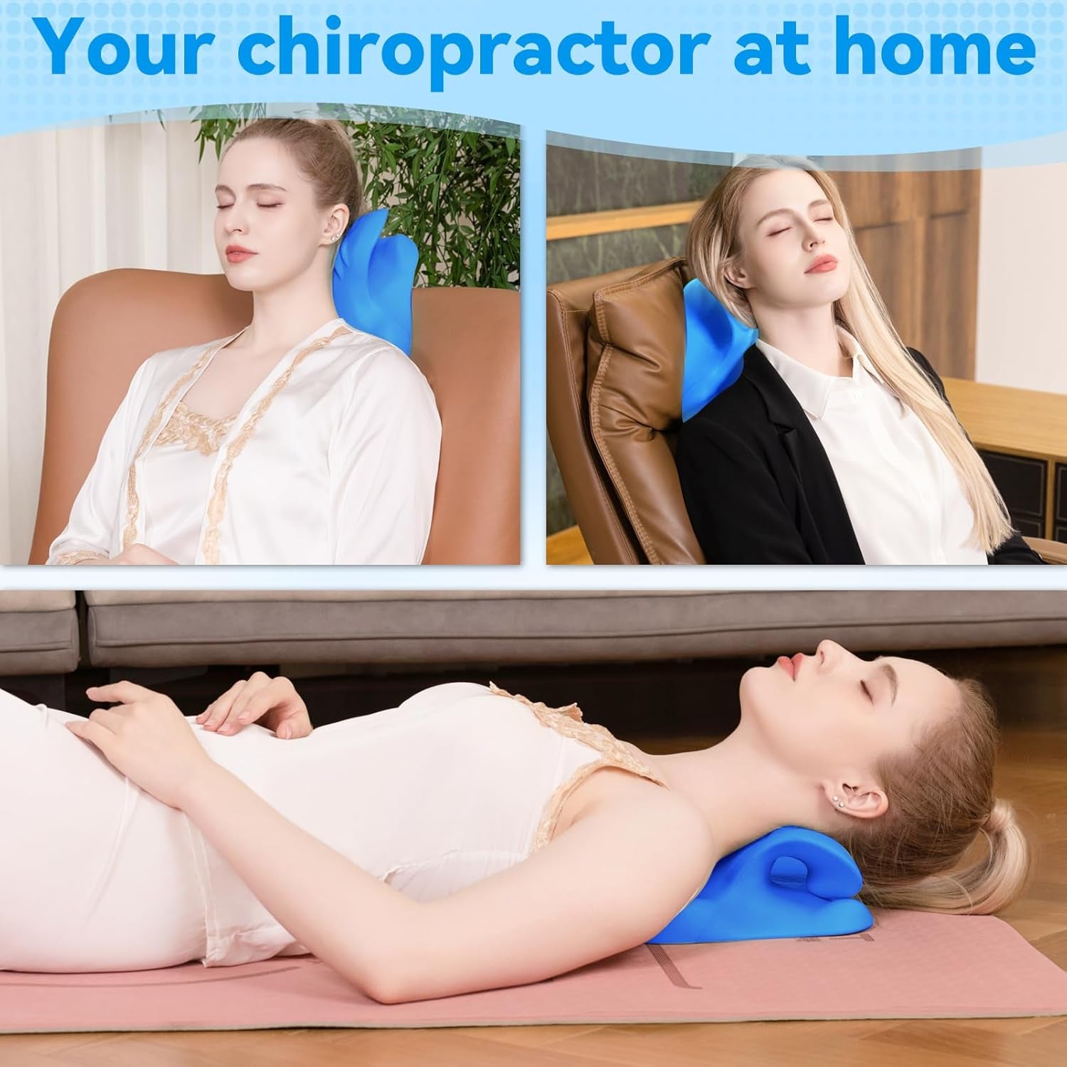 Neck Stretcher 2.0, Cloudy Neck Lefaya Neck Stretcher Ortopedický test Vítěz Neck Stretcher k úlevě od bolesti šíje Prémiový krční hrb Krk Cloud Korekce držení těla (modrá) Ortopedické polštáře na krk Naty Shop