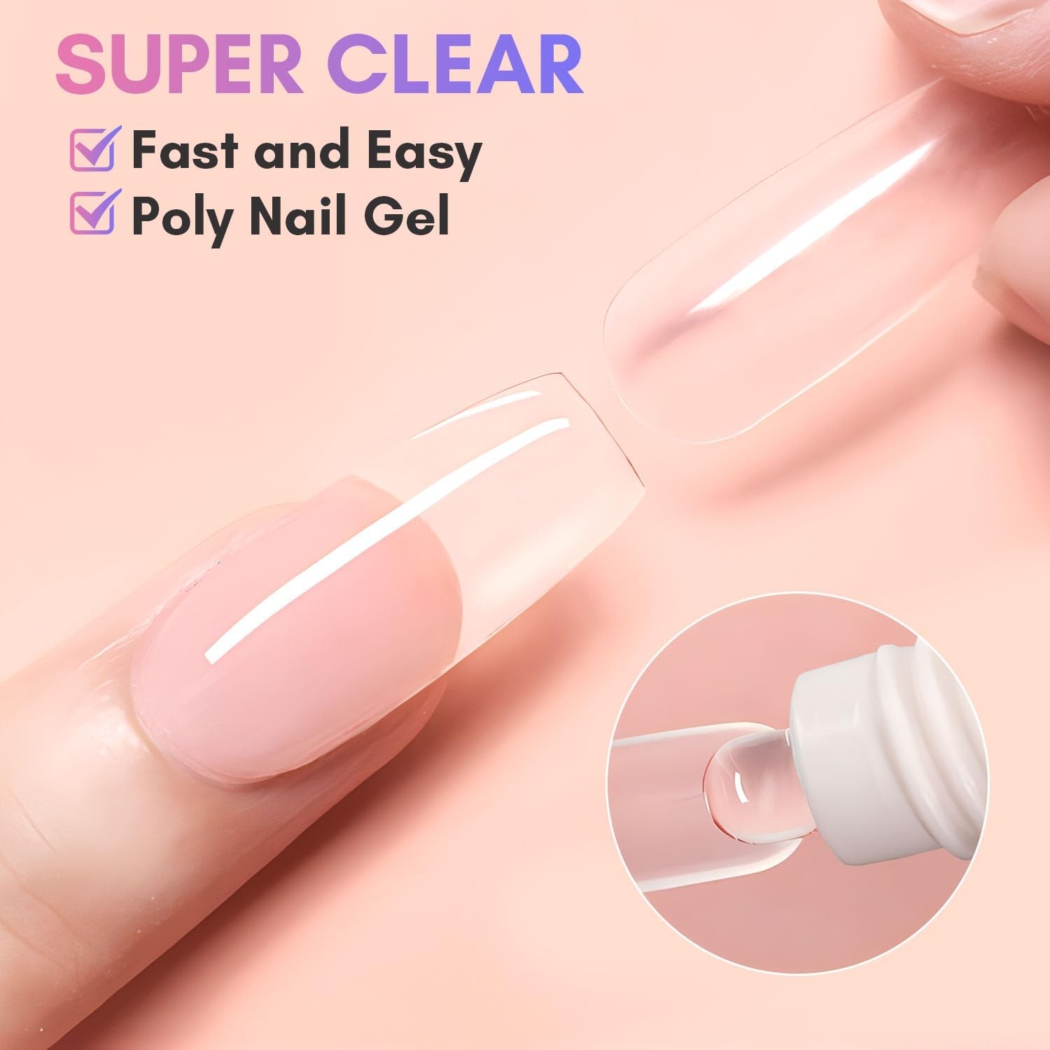 Makartt Poly Gel na prodlužování nehtů - 50 ML Extension Builder Akryl Poly Nägel Aufbaugel Extender Gel Für Gelnägel Für Nagelverlängerung, Nagelstärkung, Nail Art Dekoration (Transparent)