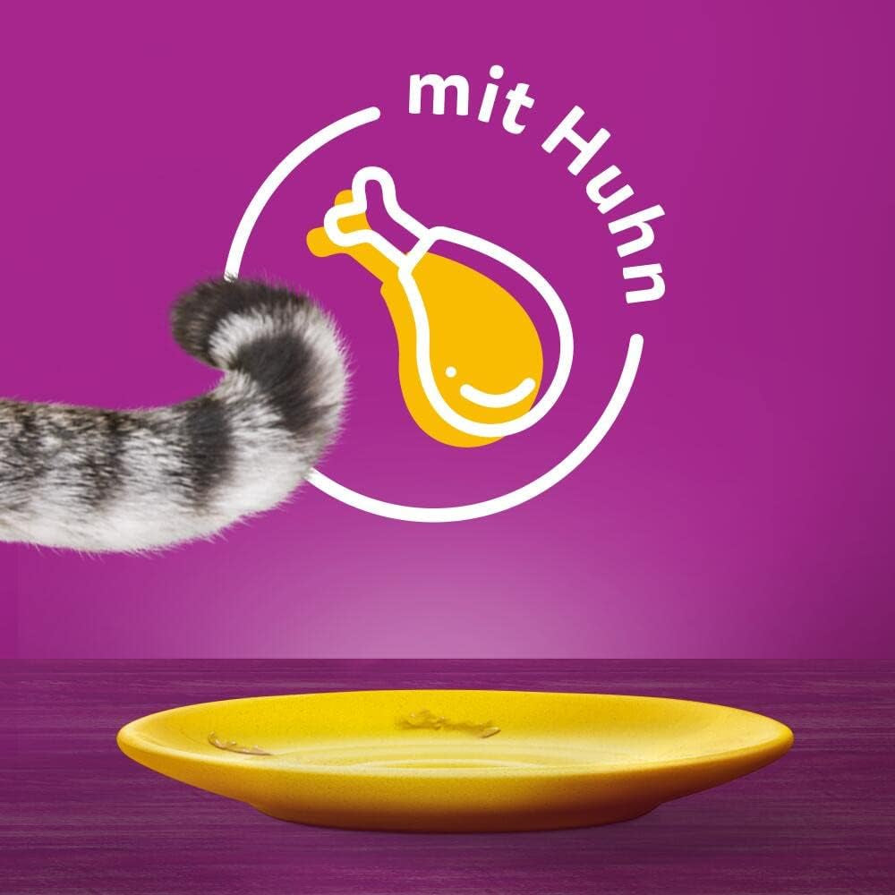 Whiskas 1+ mokré krmivo pro kočky s kuřecím masem v želé, 28x85g (1 balení) - Vysoce kvalitní mokré krmivo pro dospělé kočky v sáčcích po 28 porcích