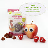 FRECHE FREUNDE Bio ovocná želé, jablka, maliny a rýžová lízátka, ovocná sladká svačina pro děti, bezlepková, veganská, balení 20 ks (20 x 30 g)
