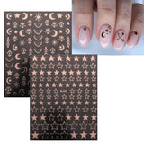 JMEOWIO Nálepka na nehty Mond Stern 10 Blatt Nálepka na nehty Selbstklebend Nagelaufkleber Růžové zlato Dekoration Nageldesign Zubehör