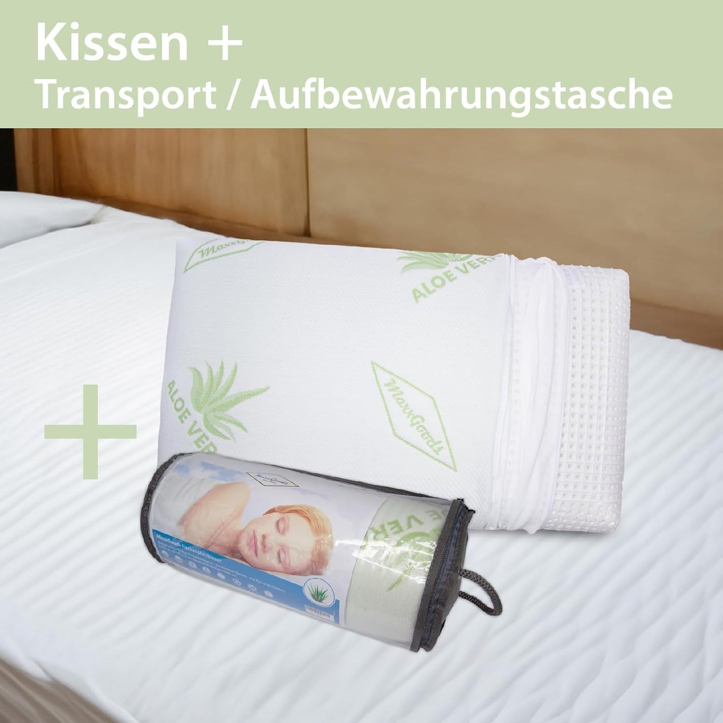Maxxgoods Ortopedický polštář Visco Gel pěnový polštář na podporu krku s ochranným potahem z Aloe Vera a vnitřním potahem ze 100% bavlny - Polštář pro žaludek, záda a postranní spáče (42 cm X 70 cm X 12 cm) Ortopedické polštáře na krk Naty Shop