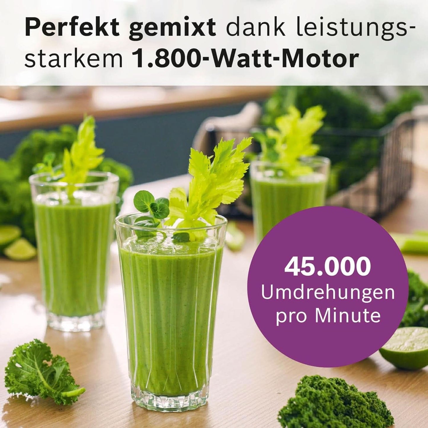 Vysokorychlostní stojanový mixér Vitapower Serie 6 MMBD665B1, 45 000 U/min, 6 programů Inkl Heiße Suppe & Reinigung, 2 L Mixbehälter, Stopfer, Spülmaschinenfeste Teile, Made in Europe, 1800 W, Schwarz Kitchen Naty Shop