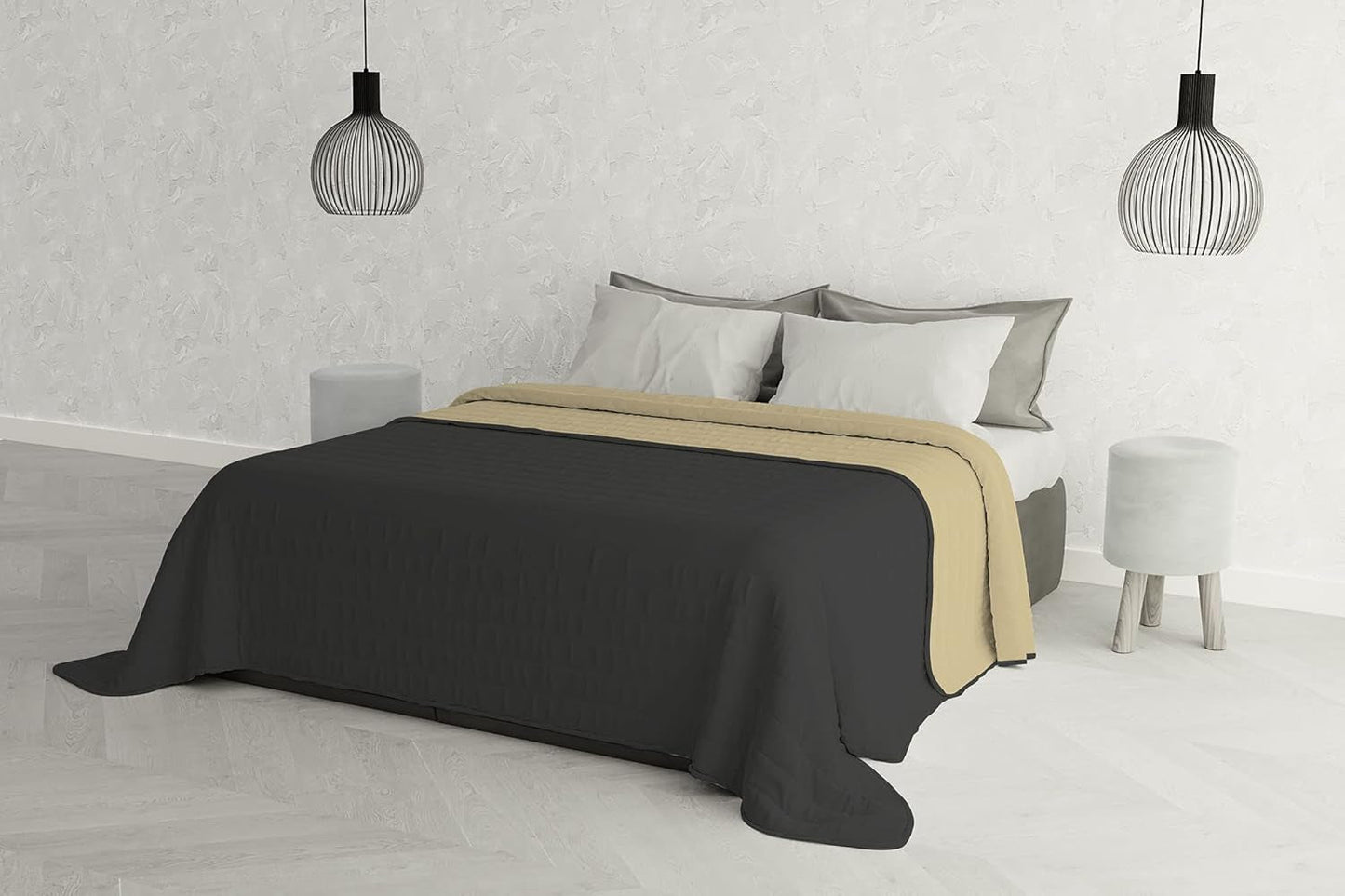 Italské povlečení Estivo manželská postel, mikrovlákno, kaštan/šedá, 260 X 270 Cm Přikrývky a přikrývky Naty Shop Kaštan/šedá