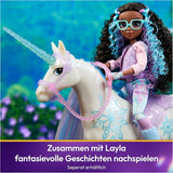 Unicorn Academy Unicorn Glacier – 28 cm vysoký, Laylin originální Netflix Unicorn se skutečnou hřívou a ocasem, odnímatelnou uzdou, sedlem a kartáčem, pro děti od 4 let