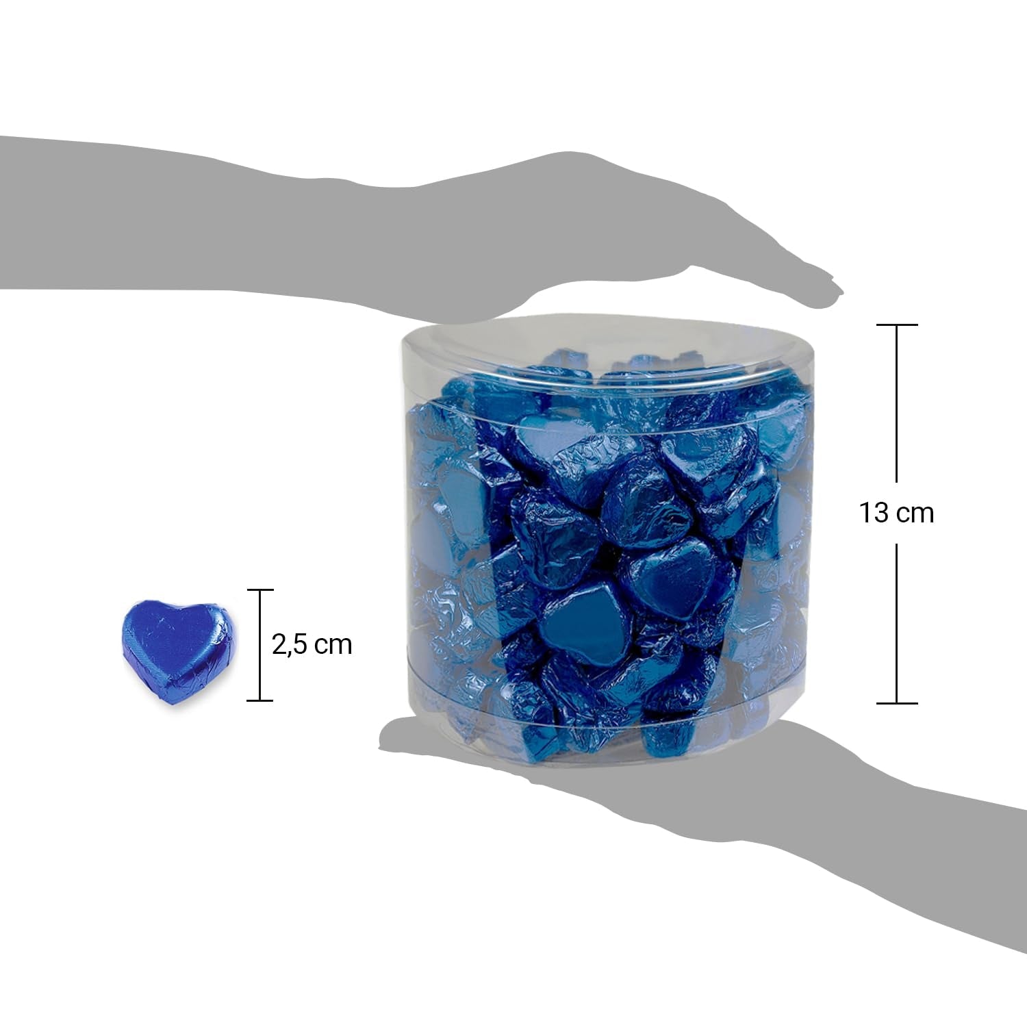 Günthart 150 modrých čokoládových srdcí s nugátovou náplní | Tučňáci s nugátovým krémem | Blue Chocolate Penguin Hearts | Soutěž | Modré čokoládové srdce | Tučňák (1,2 kg)