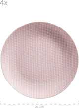 MÄSER Kitchen Time II, Sada nádobí pro 4, Kombinovaná služba se 16 kusy v pastelových barvách s jemným vzorem, Porcelán, Růžová