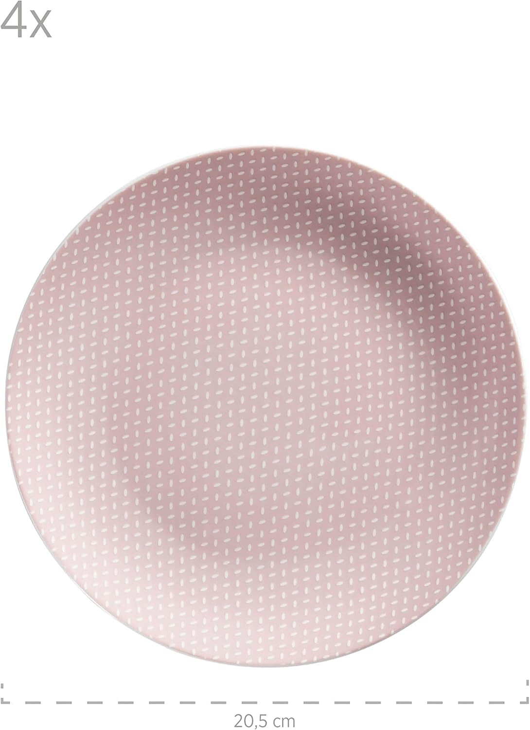 MÄSER Kitchen Time II, Sada nádobí pro 4, Kombinovaná služba se 16 kusy v pastelových barvách s jemným vzorem, Porcelán, Růžová