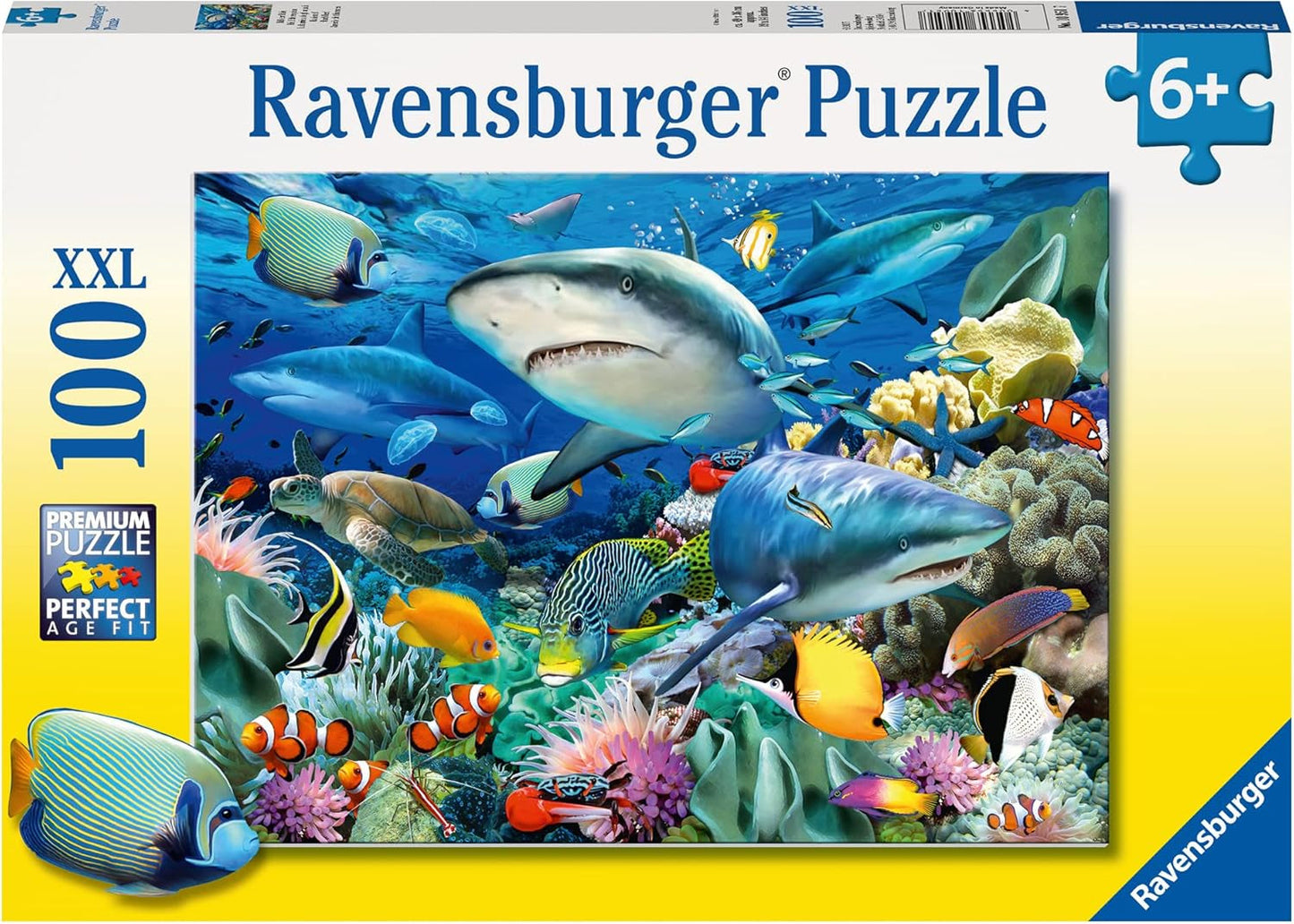 Puzzle Ravensburger pro děti - 10951 Reef Of Sharks - Puzzle Podmořský svět pro děti od 6 let se 100 dílky ve formátu XL Puzzle Naty Shop Single