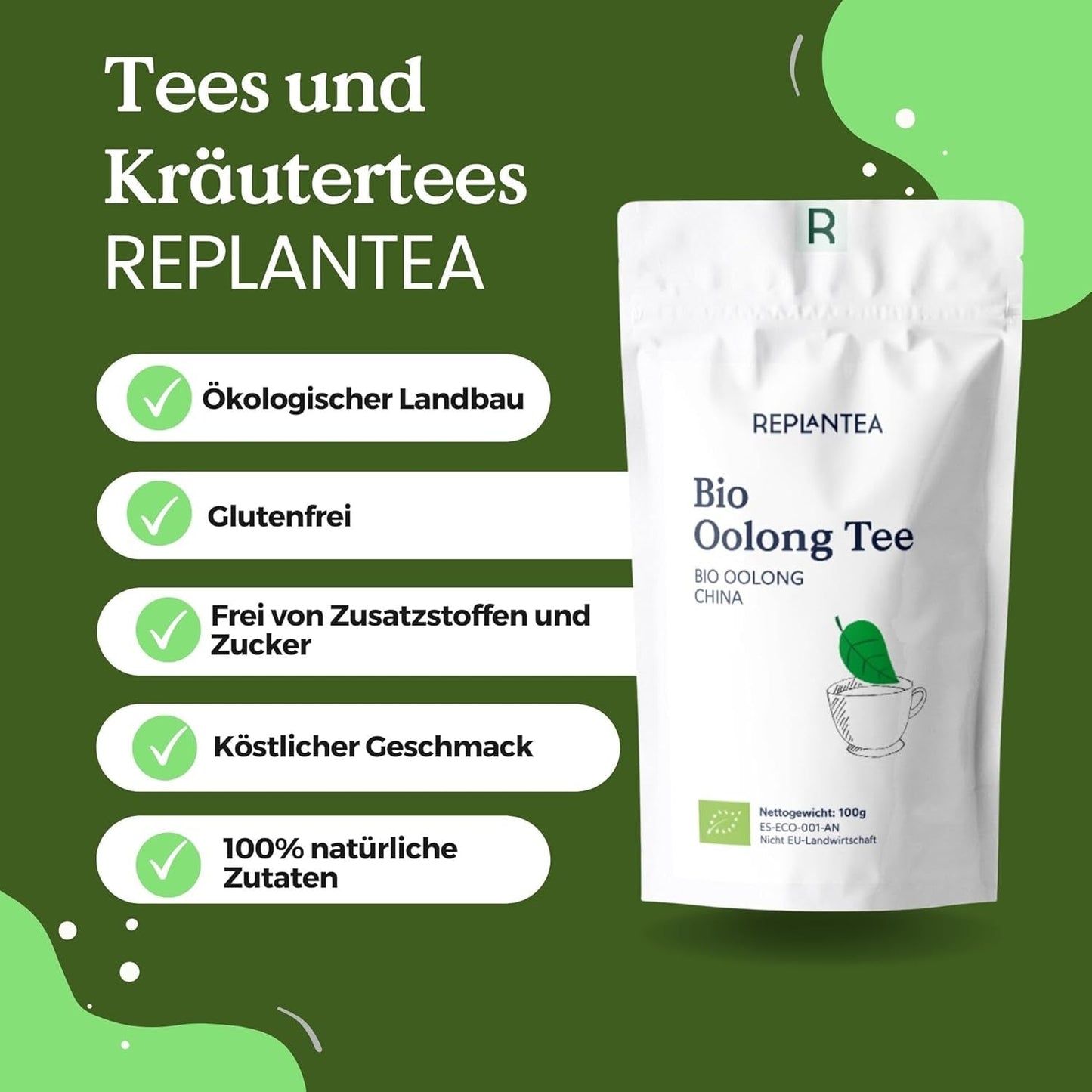 Bio Oolong čaj 100 G (50 šálků) | Čaj Tie Guan Yin Oolong REPLANT