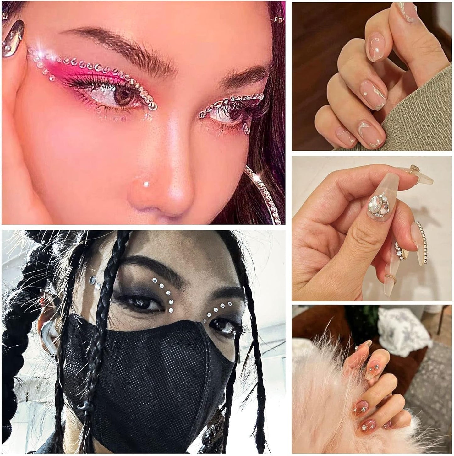 Beadsland 2500 ks Glas Nailart Strasssteine ​​​​Kristall Flatback Edelsteine ​​Runde, ​​Für Handwerk Gemischt 8 Größen SS4 ~ SS30 Mit Picking Pinzette Und Stift (Kristall Weiss)