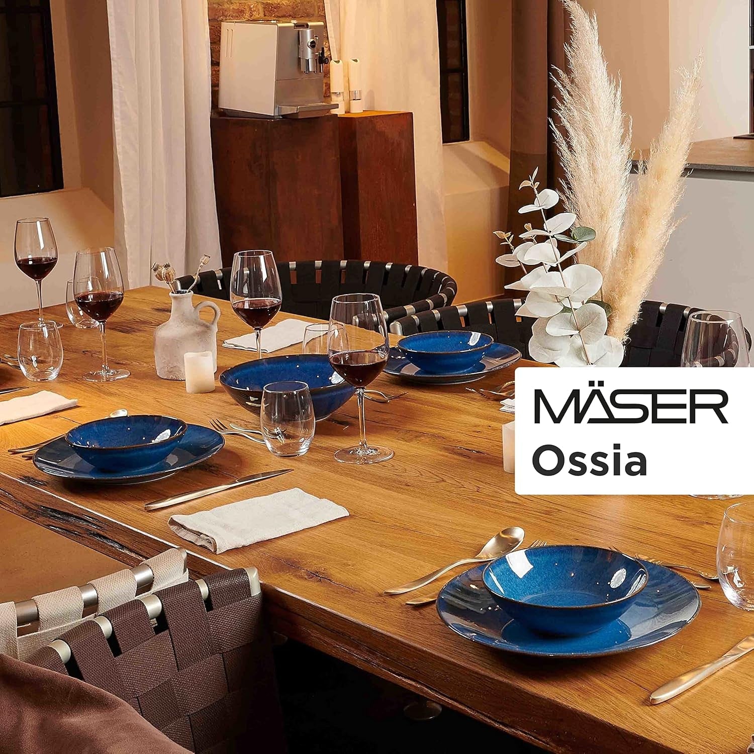 Snídaňová sada MÄSER, keramika OSSIA, královská modrá, modrá