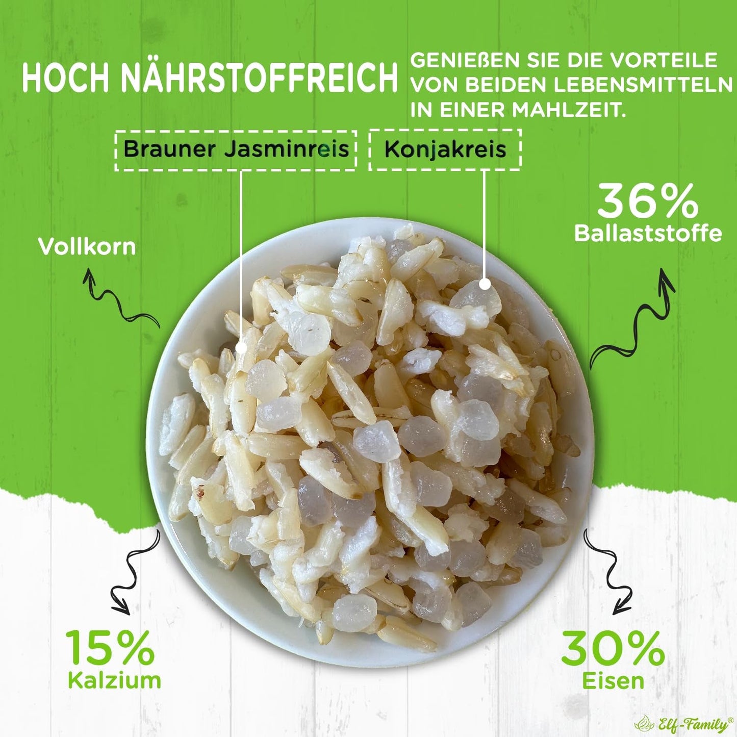 Elf-Family Konjak Reis Thai Brauner Shirataki Bowl -[Diätbox für 1 Wo.] - Instantní Jasmin Reis - Fertiggerichte für Mikrowelle - Natürlich Superfoods Mikronährstoffe - Vegan/Low Carb/Fettfrei- 6er Box