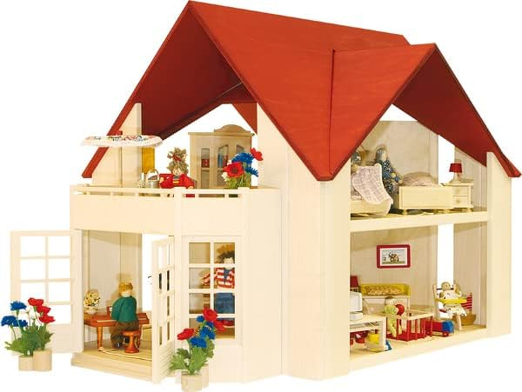 Dřevěná hračka Rülke 23112 Domeček pro panenky, barvy dřeva, červená Domky pro panenky Naty Shop Výchozí název