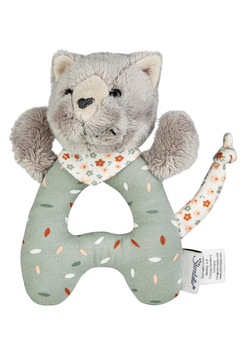 Lilly Cat Sterntaler Catch Toy – Motorická hračka pro chrastění, dotyk a hraní – Plyšová hračka pro miminka a děti s chrastítkem jako věrným přítelem – Hračka pro miminko z měkké tkaniny, šedá Bebe Naty Shop Toys Výchozí název