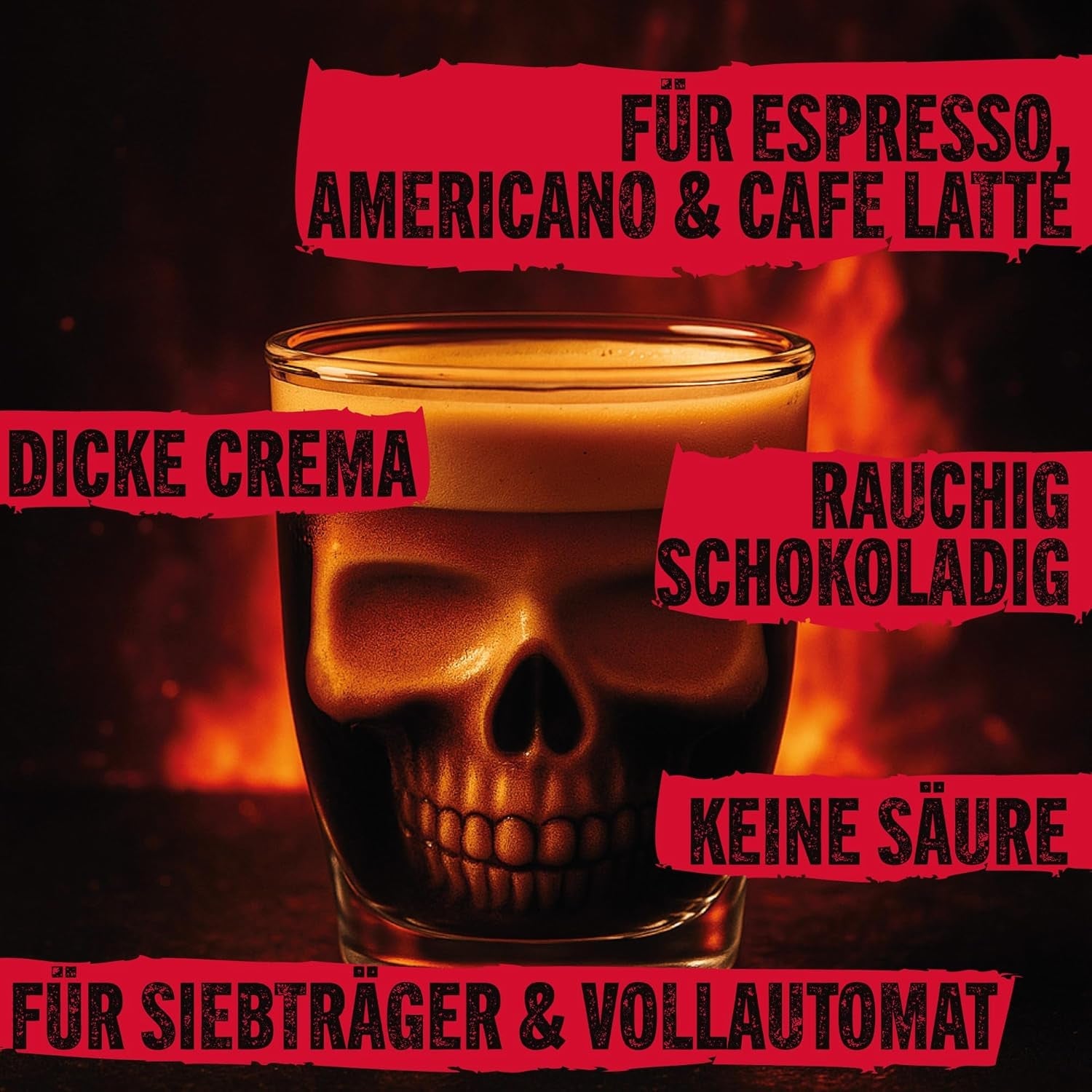 DEAD OR ALIVE DIAVOLO – Extra tmavé Espresso – 100% Robusta – Extrémně silné – Nízká kyselost – Stabilní smetana – Celé fazole 1kg – Neapolská pečeně