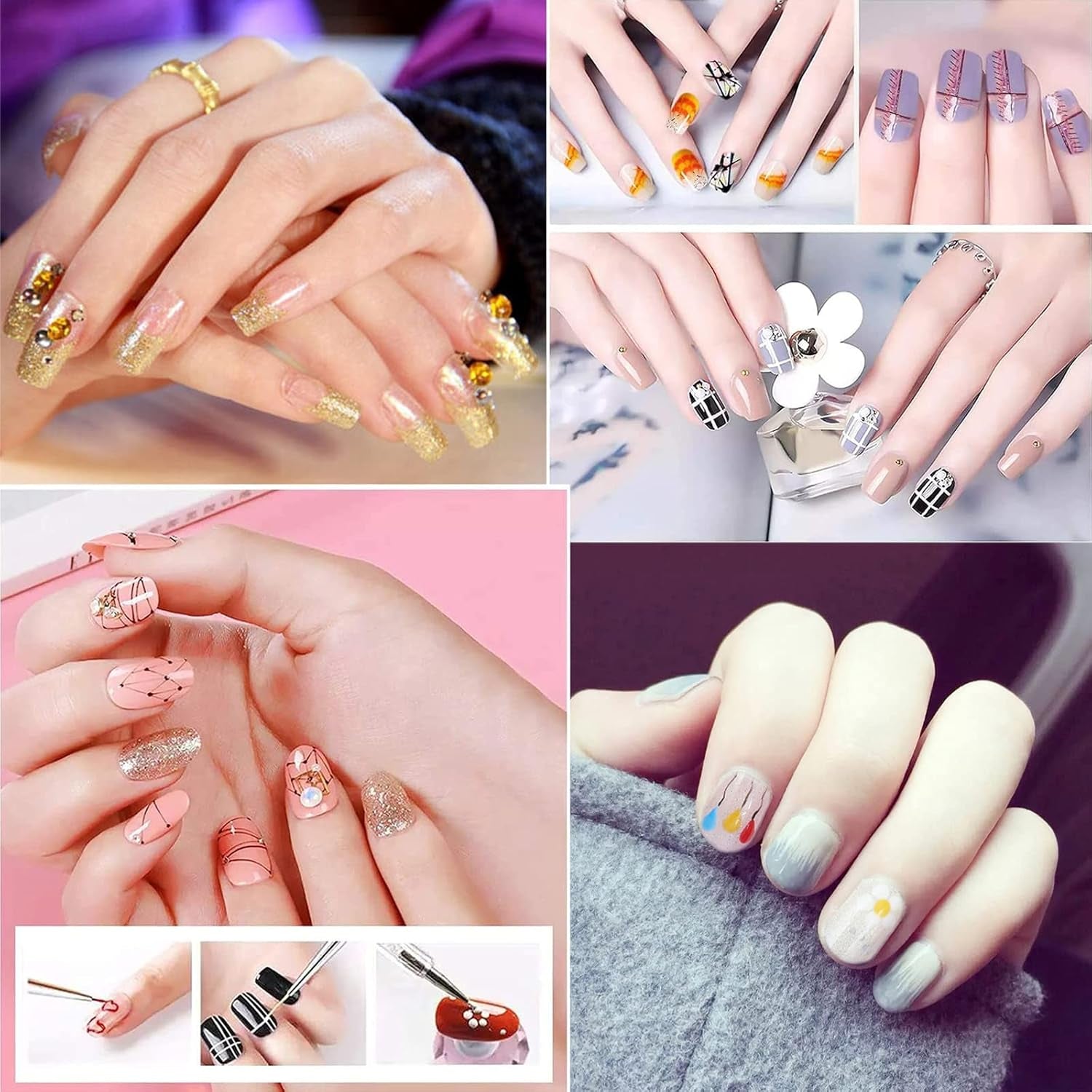 Nagel Art Fineliner Pinsel[5 kusů],Nagel Art Liner Pinsel,Professionel Detail Pinselset,Nagellack Pinsel,Für Nail Art Design Painting Salon,Nageldesign Nagel Fußpflege