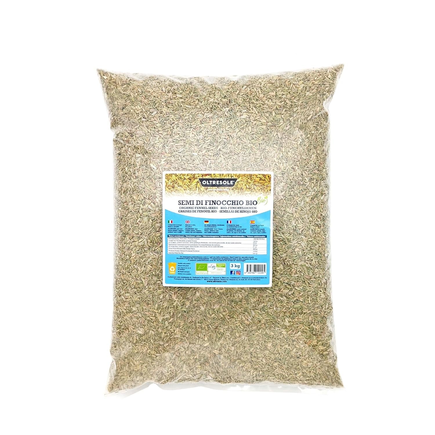 Bio fenyklová semínka 3 kg Bio celá semínka Ideální pro bylinné čaje na trávení a recepty Perfektní na pečení Vhodná velikost