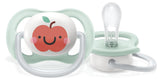 Dudlík Philips AVENT ultra air - 2-balení, bez BPA, prodyšný, pro miminka 0-6 měsíců, včetně pouzdra a sterilizace, jablko/hruška (model SCF080/17)