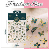 2 Blätter 5D Schmetterling Nálepka na nehty Selbstklebend, Nálepka Nagel Gold Rand, Nagel Designing Zubehör, Nail Art Stickers, Schmetterlinge Deko Nagelaufkleber, Nageltattoos