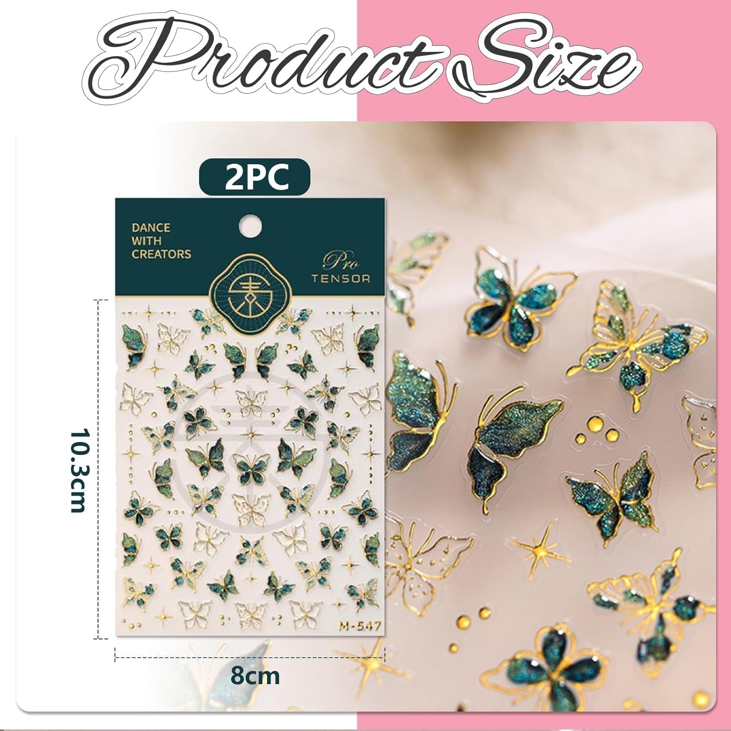 2 Blätter 5D Schmetterling Nálepka na nehty Selbstklebend, Nálepka Nagel Gold Rand, Nagel Designing Zubehör, Nail Art Stickers, Schmetterlinge Deko Nagelaufkleber, Nageltattoos