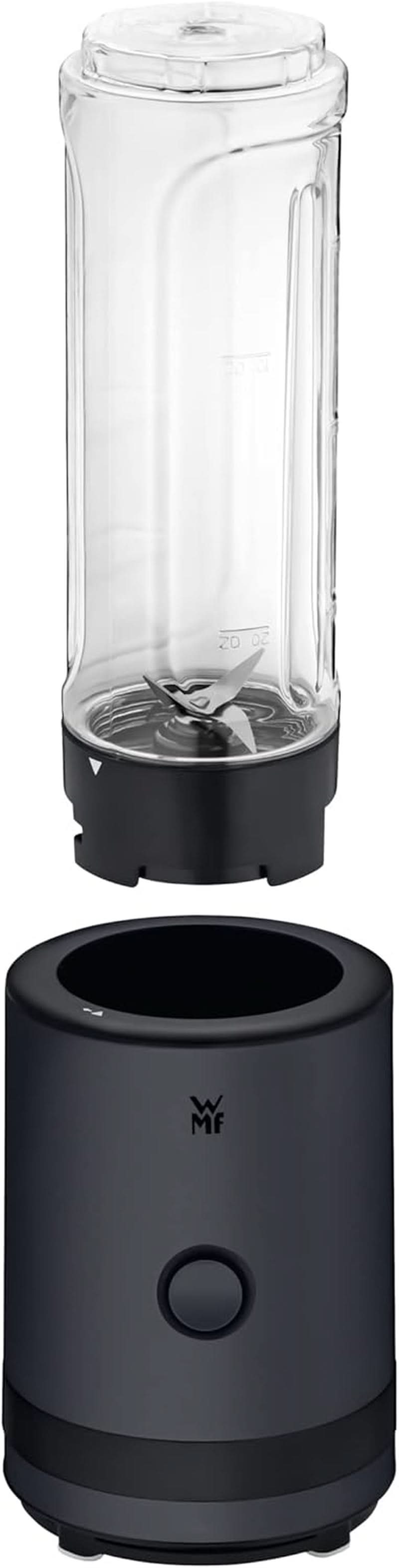 WMF Küchenminis Smoothie-To-Go, Mini stojanový mixér Mit Zwei Mix-/Trinkbehältern 0,6L, Mixér Hochleistungsmixer 300 W, Edelstahl Matt, Schwarz Kitchen Naty Shop