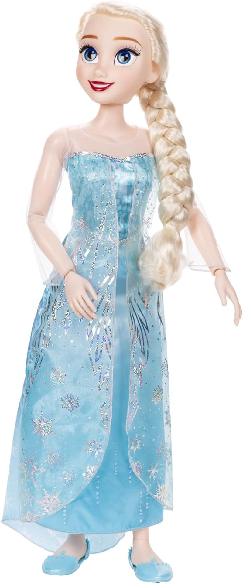 Disney Frozen Playdate Elsa Giant Doll 80 cm od Jakks Pacific Plně kloubová panenka s 11 kloubovými body, včetně kartáče na vlasy a příslušenství