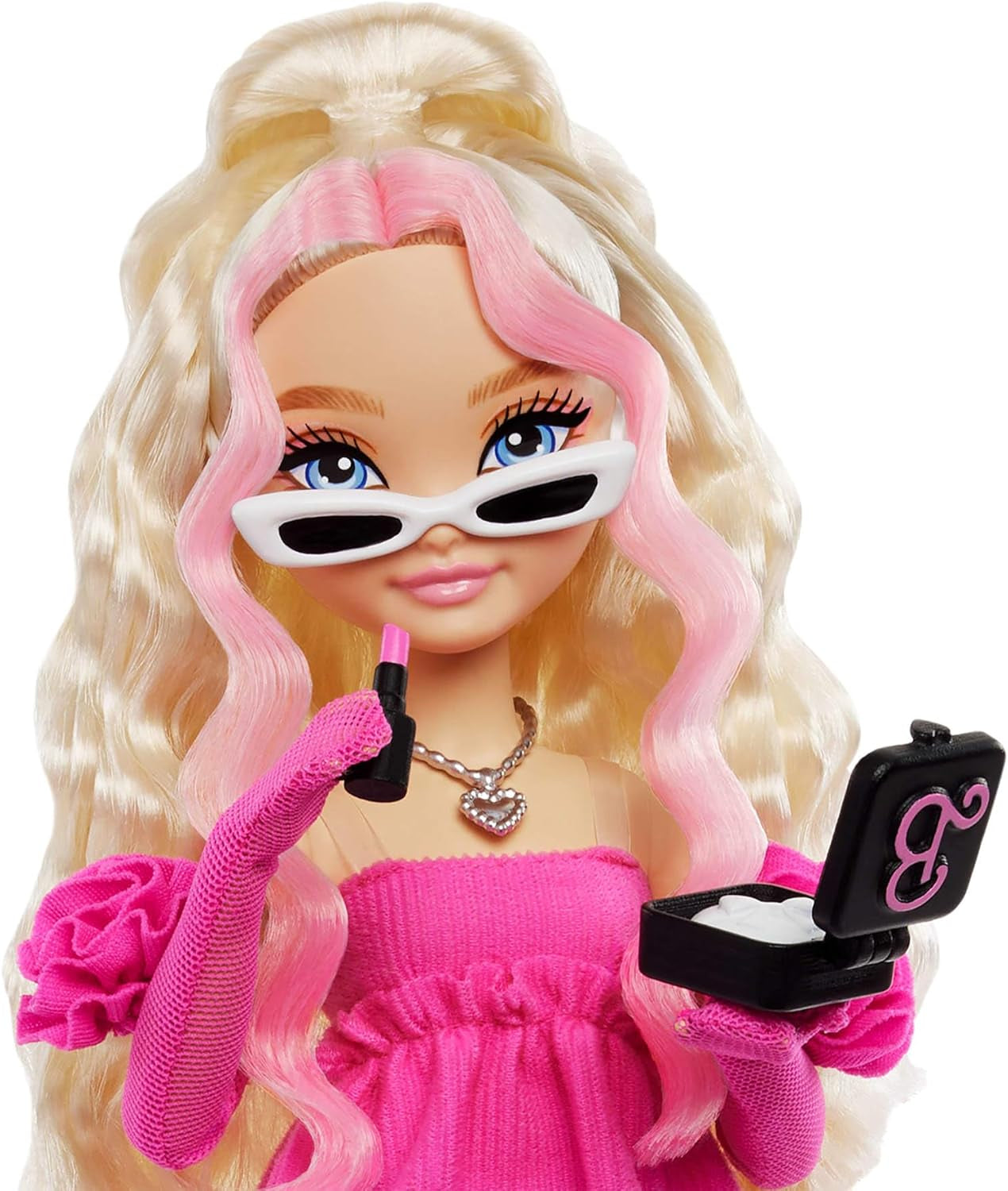 Barbie Dream Besties Puppe and Accessoires, bewegliche Barbie Malibu“ Modepuppe with welligem blonden Haar, 11 Teile zum Thema Make-up and Haare, HYC21