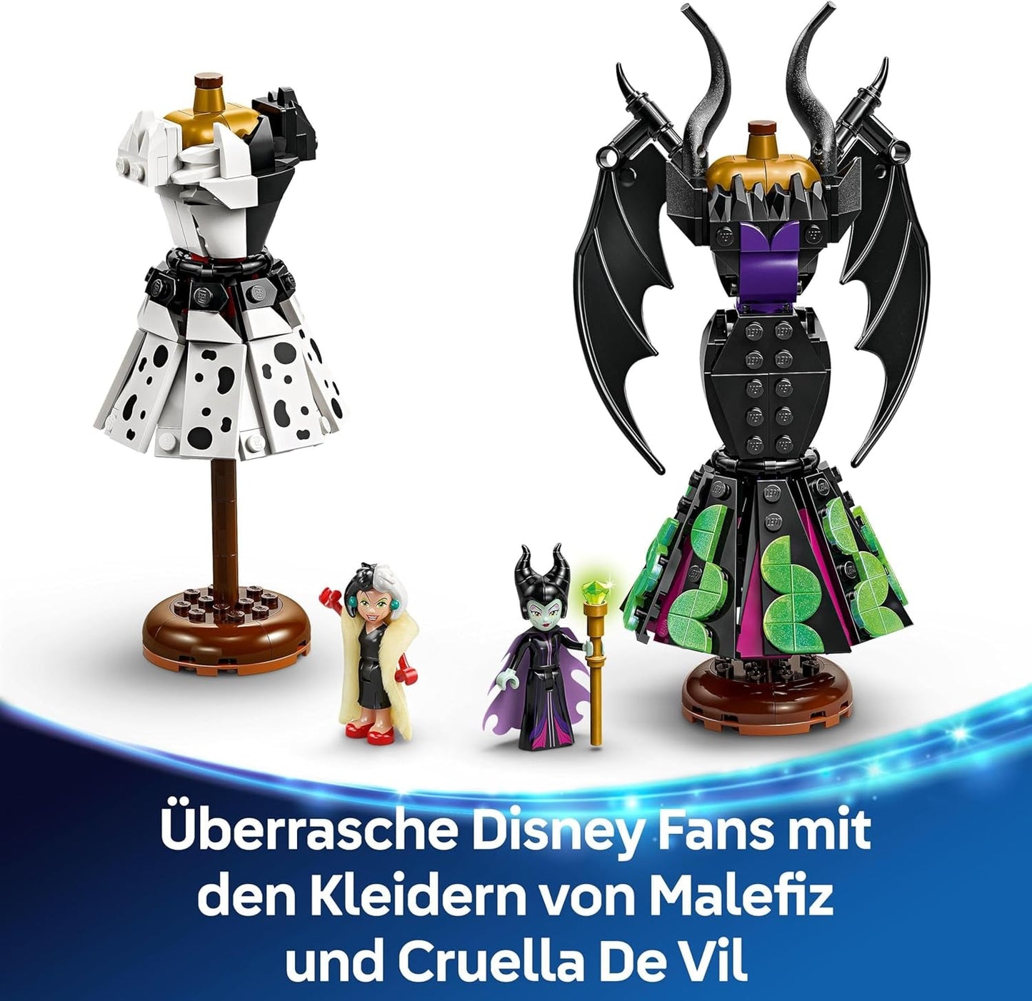 LEGO Ç€ Disney Villains The Dresses Of Maleficent And Cruella De Vil - Hračka pro chlapce a dívky od 9 let - Vč. 2 minipanenky a 2 figurky zvířat – dárek k narozeninám pro fanoušky 43262 Stavebnice Besuche den LEGO-Store