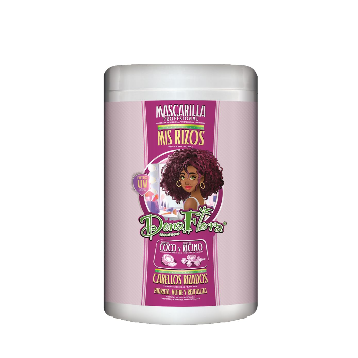 Mis Rizos Hair Mask 1000 ml - Hloubková péče pro kudrnaté a vlnité vlasy - Hydratační a proti krepatění - Bez sulfátů a parabenů - Pro definované a jemné kadeře Naty Shop Hair Mask Výchozí název