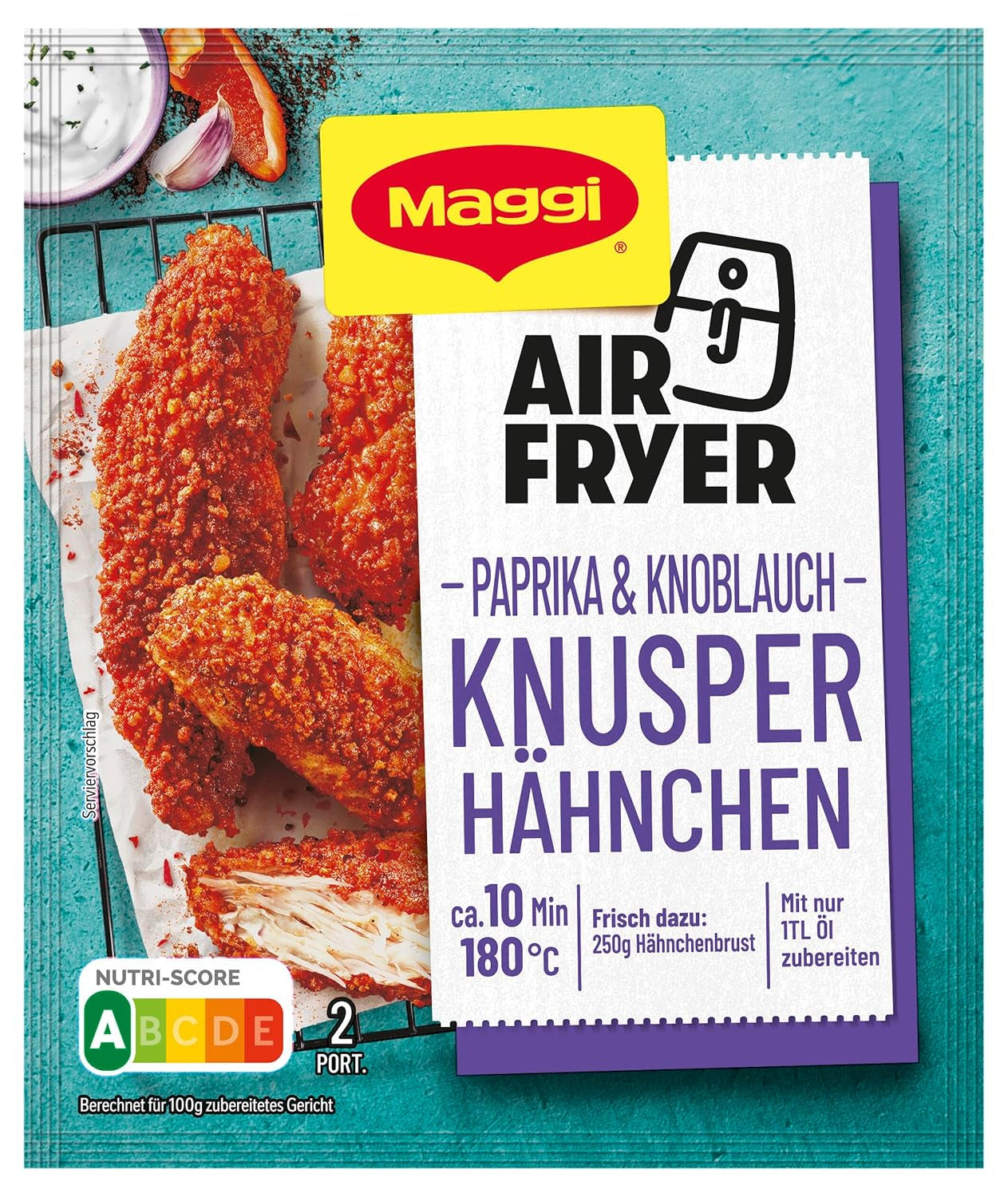 MAGGI Airfryer Knusper Hähnchen - Paprika und Knoblauch, 1er balení (1 x 39 g)
