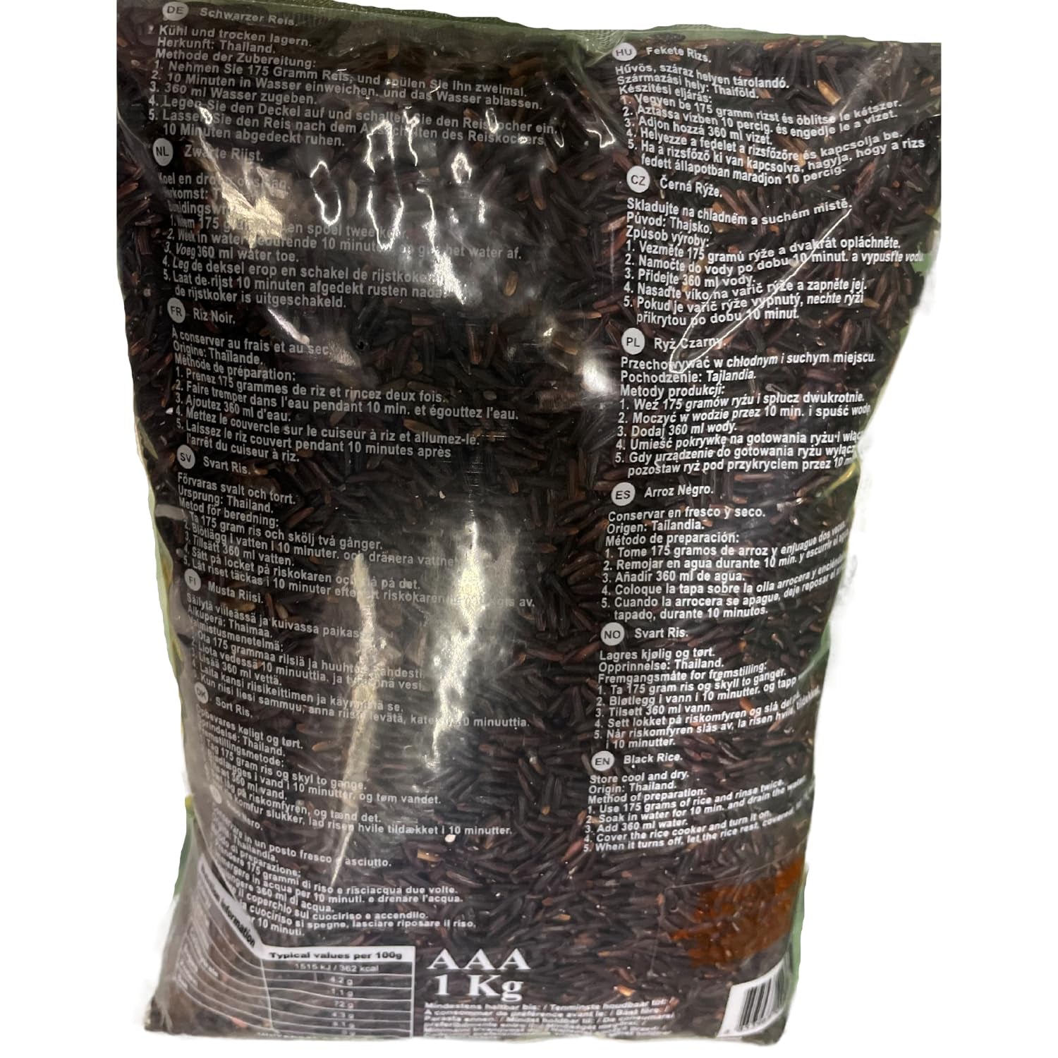 ROYAL THAI RICE - Dlouhozrnná černá rýže (rýžová zrna) - 1 x 1 kg