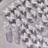 Aurora Muschel Schmetterling Samolepka na nehty Weiß Schmetterlinge Samolepka na nehty Gelee Relief Butterfly Nagelaufkleber Y2K Butterflies Nagel Sticker Nägel Nageldesign Nagel Zubehör Samolepky na nehty Nailart