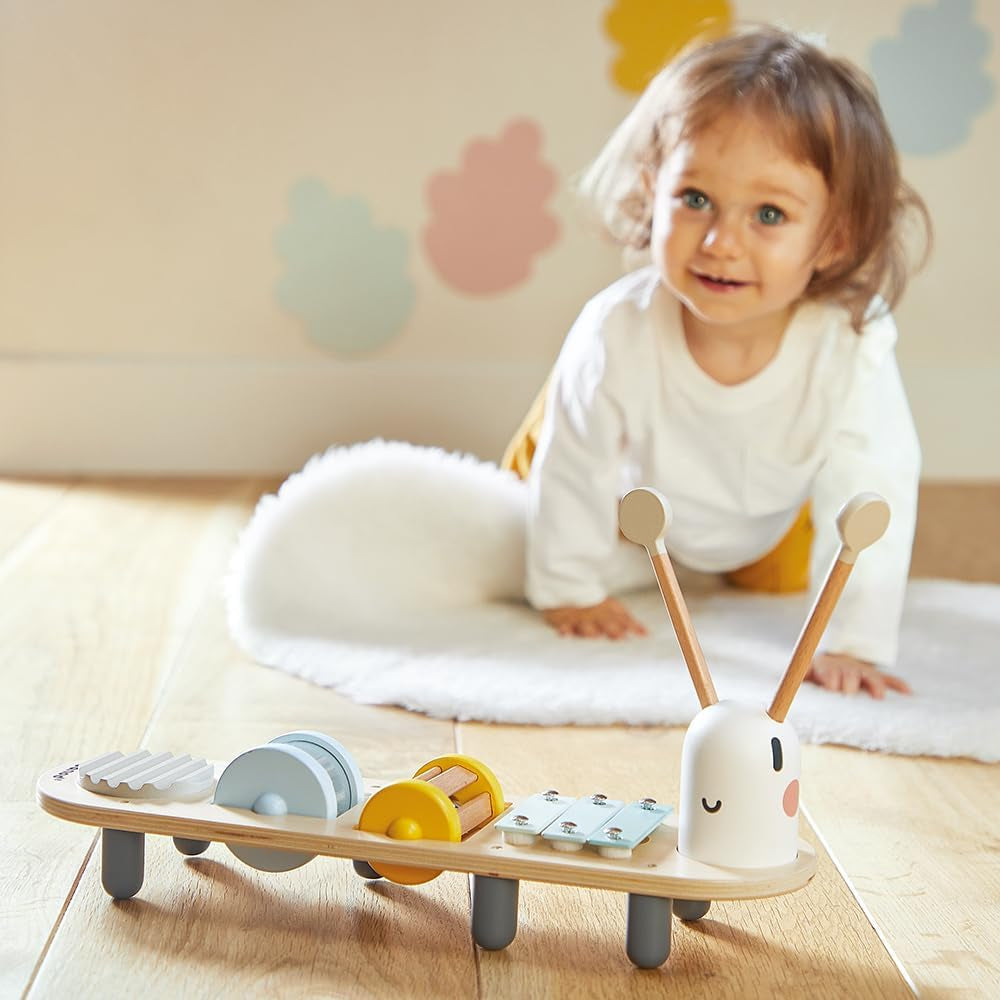 Janod - Hudební skladby Sweet Cocoon - 5 hudebních aktivit pro děti - Raná hudební výchova - Dřevěná hračka FSC - Od 12 měsíců, J04058 Baby Toys Naty Shop