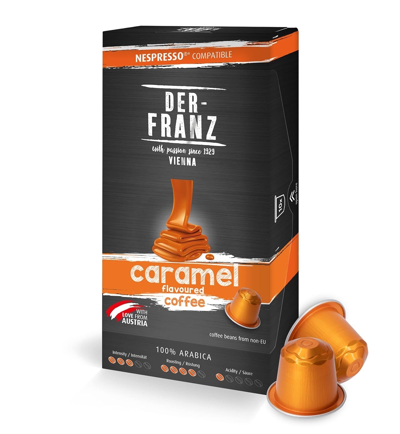 Kompatibilní s Nespresso Kaffee Kapseln, 1 x 10 Kapseln, Caramel Aroma