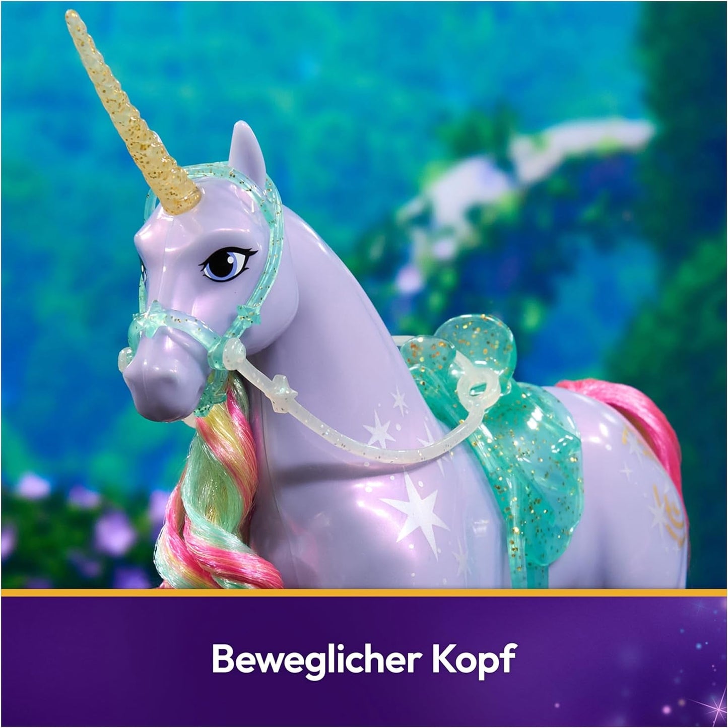 Wildstar Unicorn od Unicorn Academy – 28 cm vysoký originální jednorožec Sophia ze série Netflix se skutečnou hřívou a ocasem, odnímatelnou uzdou a sedlem a kartáčem, pro děti od 4 let