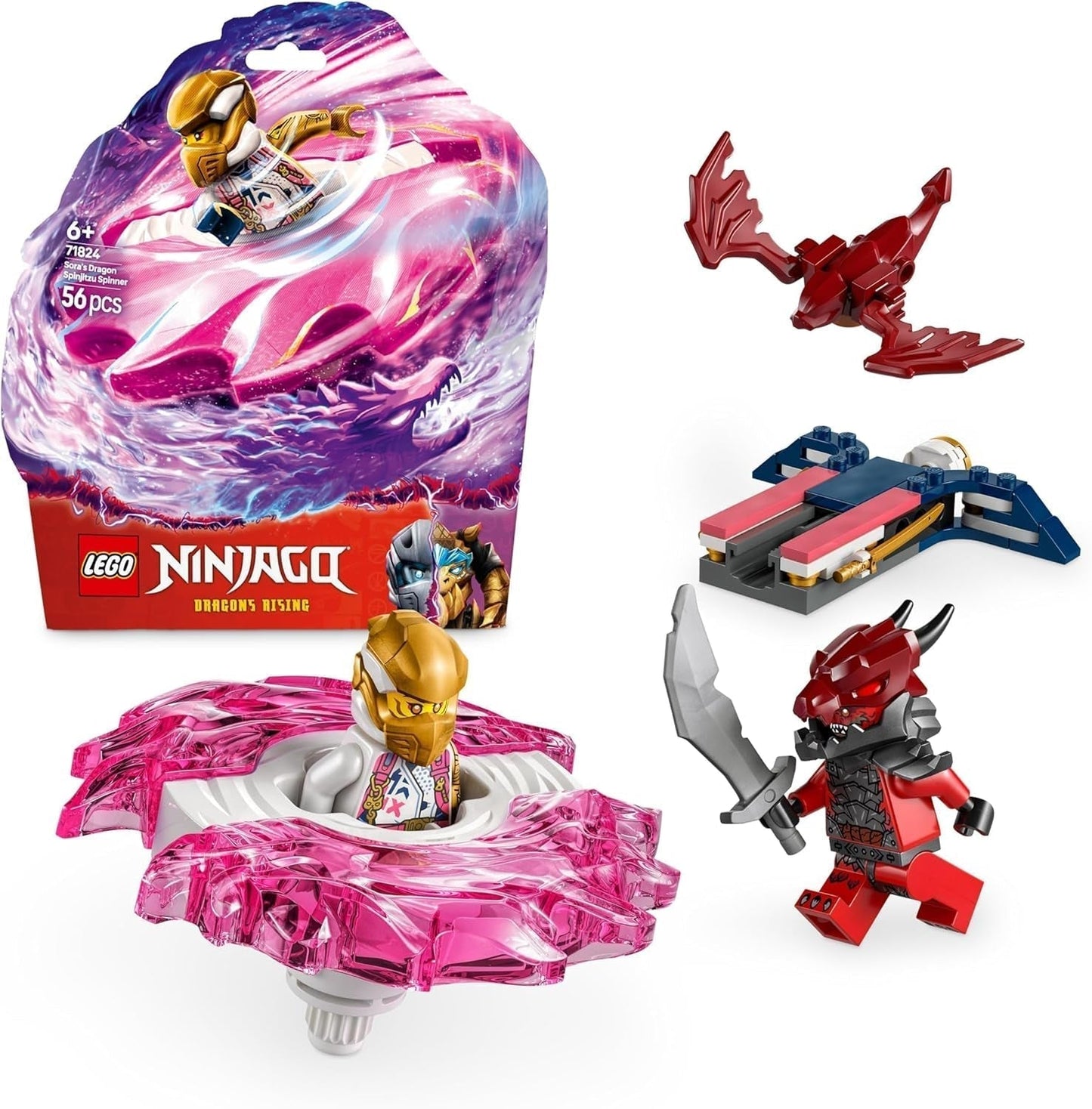 LEGO NINJAGO Sora's Dragon Spinjitzu Spinner - akční ninja hračka se 2 minifigurkami - malá herní sada pro děti - nápad na dárek pro chlapce a dívky od 6 let 71824 Stavebnice Besuche den LEGO-Store Výchozí název