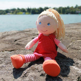 HABA 302108 - Panenka Annelie, látková panenka s oblečením a vlásky, 30 cm, hračka od 18 měsíců, červená Dolls Naty Shop