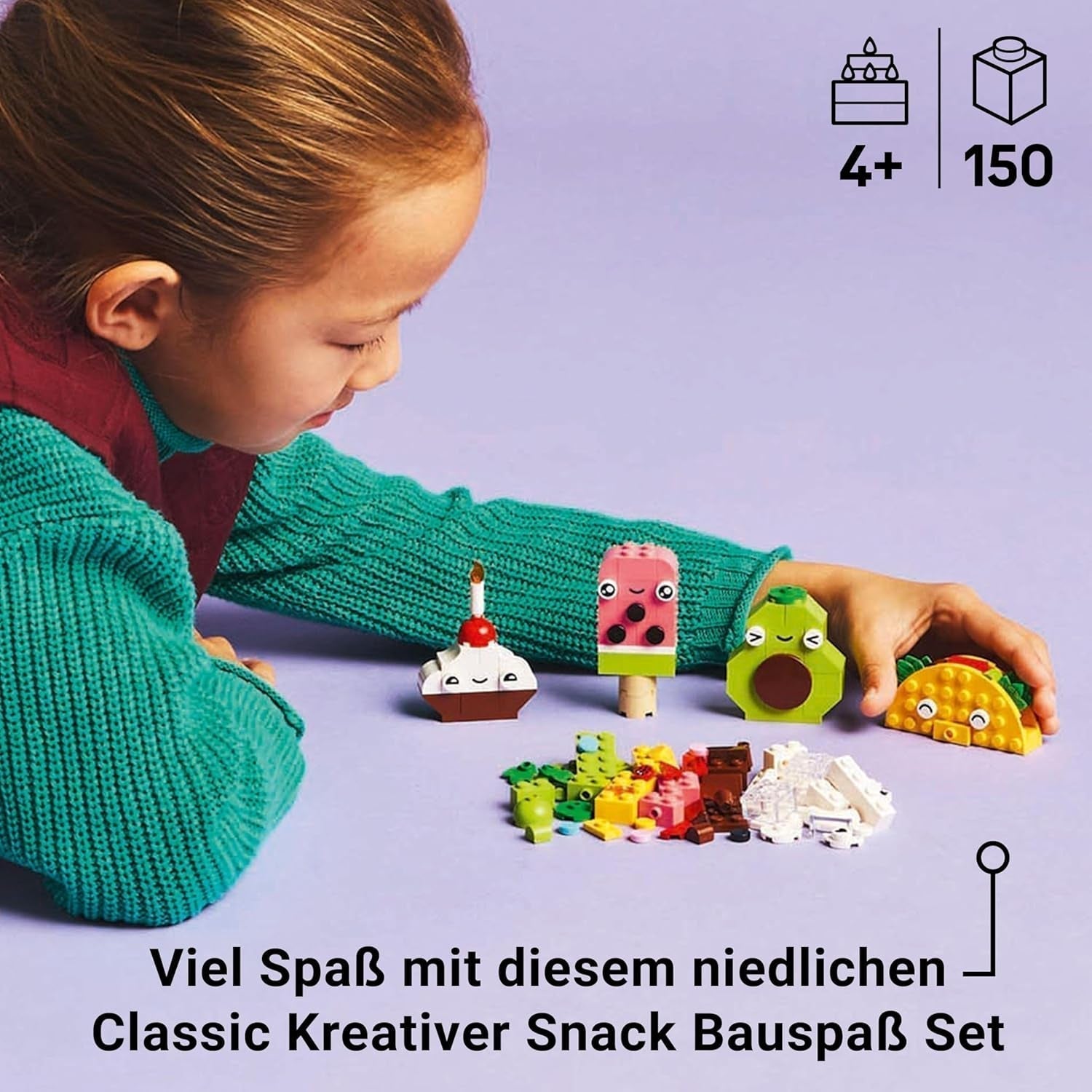 LEGO Classic Kreativní zábavné stavění svačin, Hračka s jídlem pro nápadité hraní rolí, Stavebnice pro chlapce a dívky od 4 let, Košíček, Avokádo, Nanuk a Taco 11039 Stavebnic Besuche den LEGO-Store