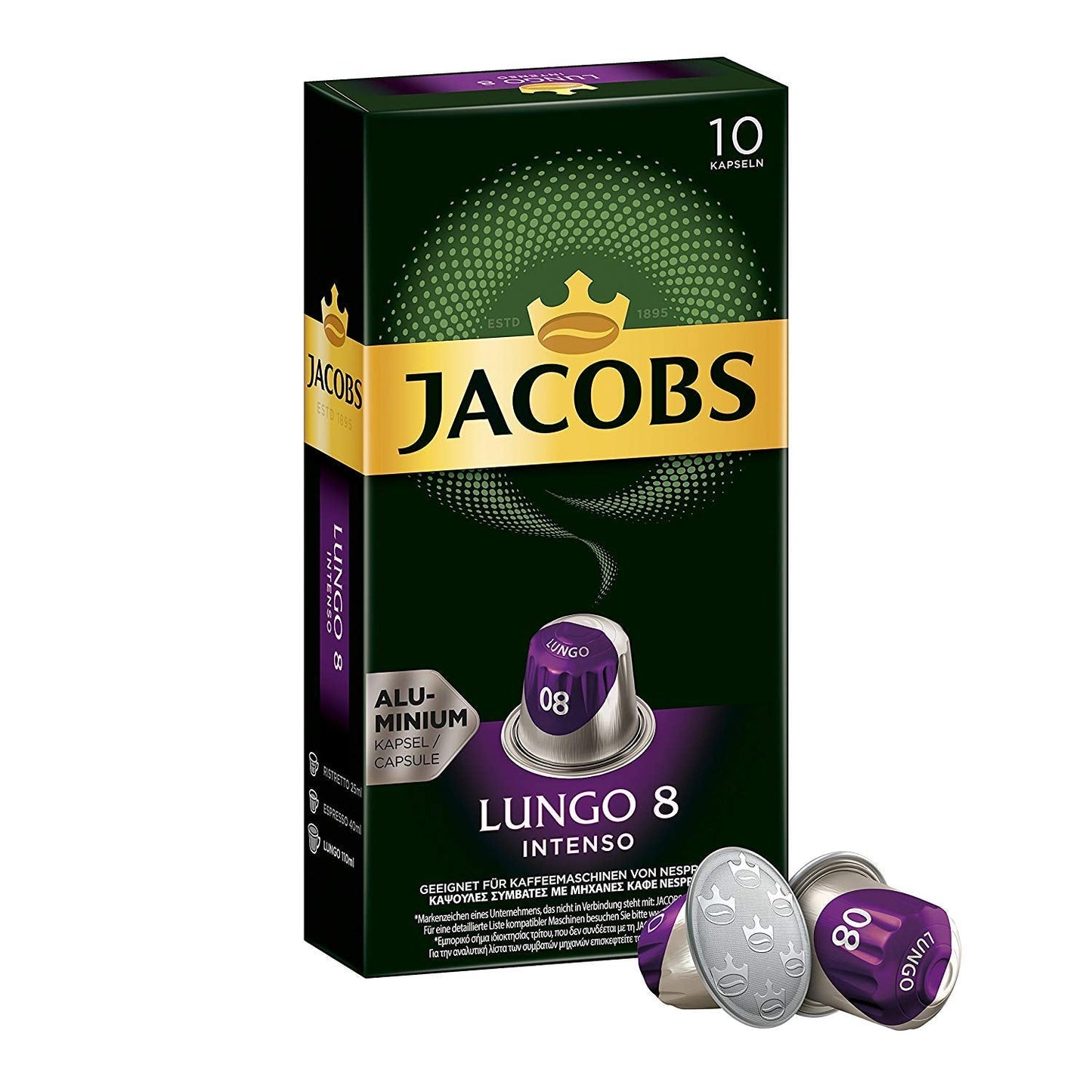 Jacobs Kapseln Lungo Intenso, Intensität 8 & Kapseln Lungo Classico, Intensität 6, 100 Nespresso®* kompatibilní Kaffeekapseln, 10er Pack, 10 x 10 Getränke